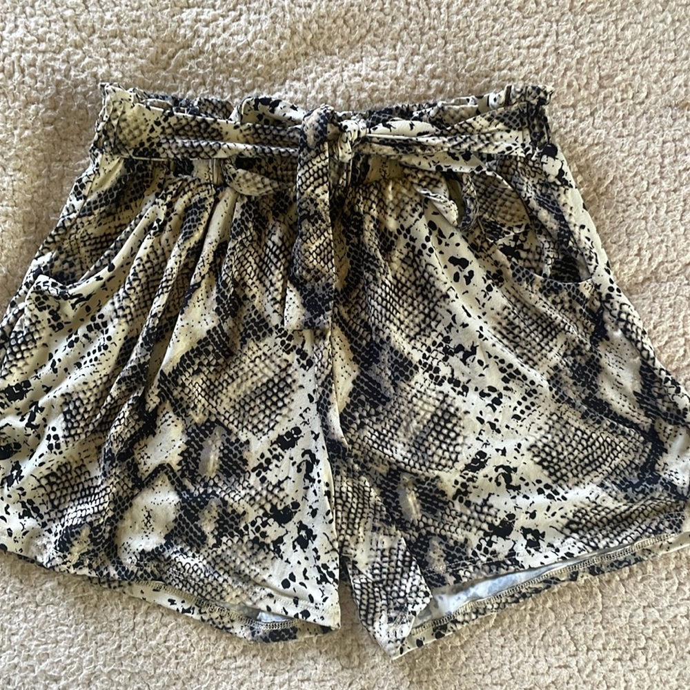 Snakeskin print shorts